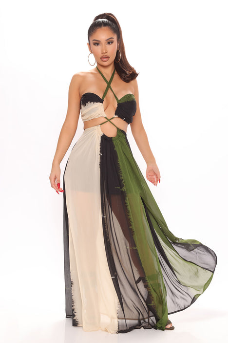 Gypsy Love Maxi Dress - Olive/combo ...